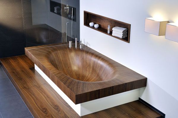 อ่างอาบน้ำทำจากไม้
